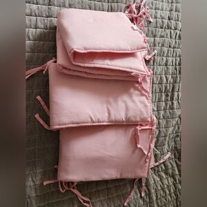 SET of crib bumber set-pink PLUS rail guard set-white